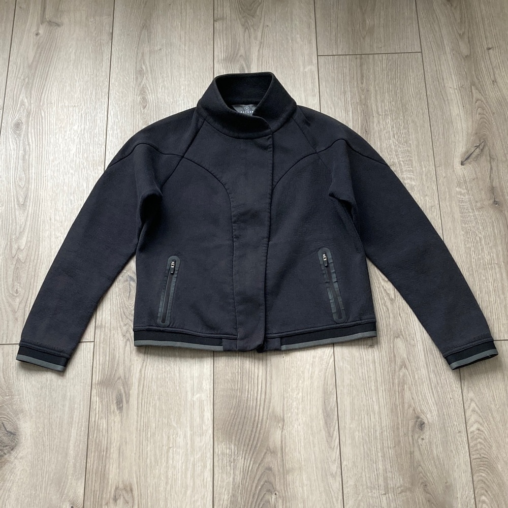 Aether Short Jacket Women’s 4 Dark Gray/Washed Black Color Zip Up Cotton Blend